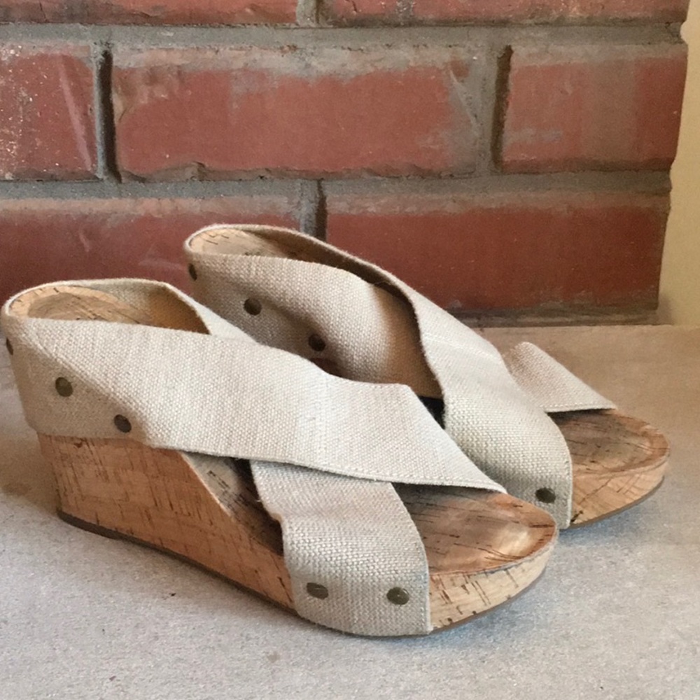 Lucky Brand Khaki MILLER Wedge Sandals 5